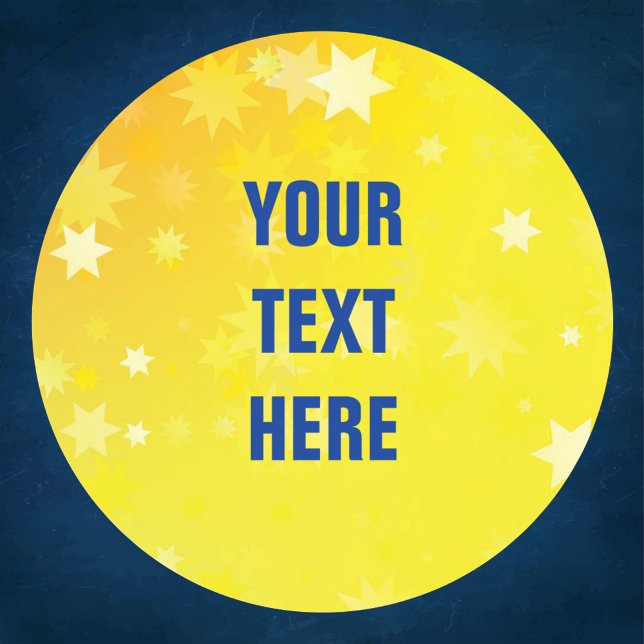 Pegatina Redonda Fondo de las estrellas de oro con texto personaliz (Subido por el creador)