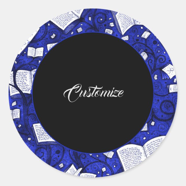 Pegatina Redonda Fondo de los Libros Azules (Anverso)