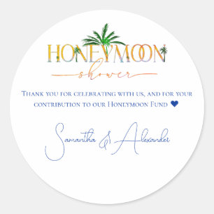 Pegatina Redonda Fondo de luna de miel en la puesta de sol de la pl