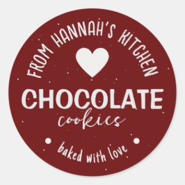 Pegatina Redonda Fondo de Maroon Purpurina Horneado De Amor