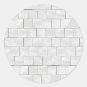 Pegatina Redonda Fondo de mosaico de mármol blanco decorativo