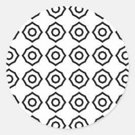 Pegatina Redonda Fondo de Octagon Geométrico de Blanco Negro Artist