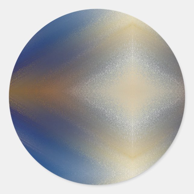 Pegatina Redonda Fondo de oro azul texturizado único (Anverso)