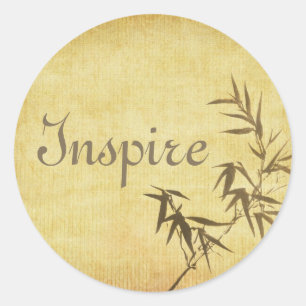 Pegatina Redonda Fondo de papel de bambú manchado Grunge