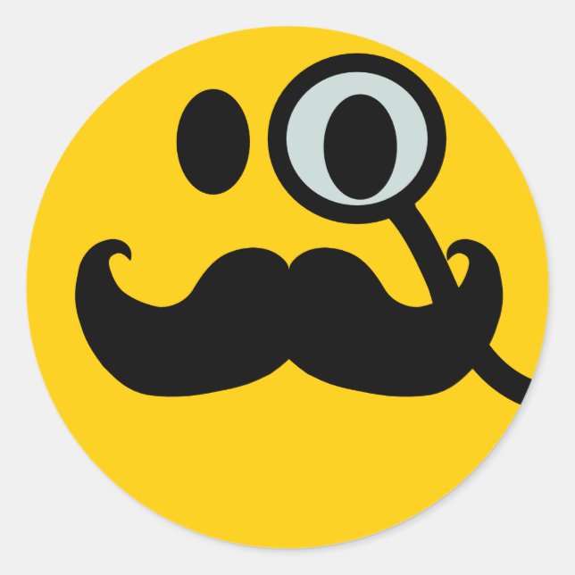 Pegatina Redonda Fondo de Personalizable Monocle & Mustache) (Anverso)