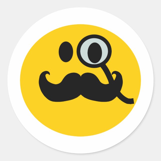 Pegatina Redonda Fondo de Personalizable Monocle & Mustache) (Anverso)