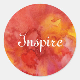 Pegatina Redonda Fondo de pintura acuarela.