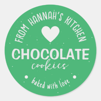 Pegatina Redonda Fondo de Purpurina verde marino horneado con amor