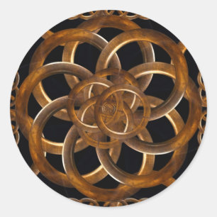 Pegatina Redonda Fondo decorativo de madera refinada