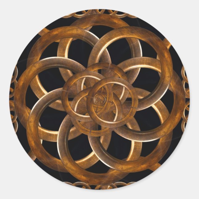 Pegatina Redonda Fondo decorativo de madera refinada (Anverso)