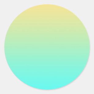Pegatina Redonda Fondo degradado pastel turquesa amarillo