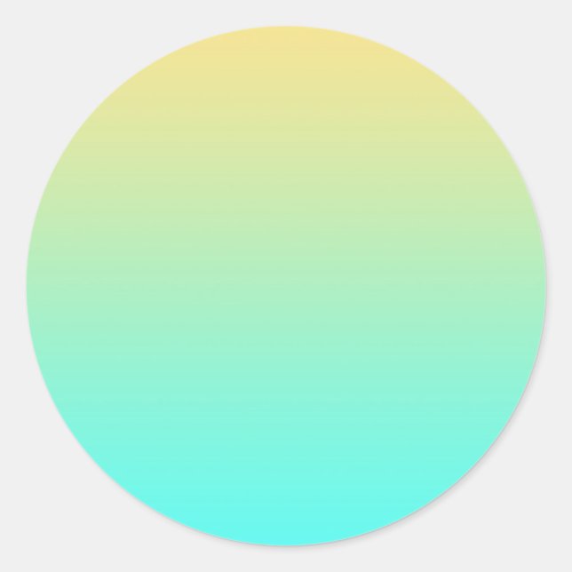 Pegatina Redonda Fondo degradado pastel turquesa amarillo (Anverso)