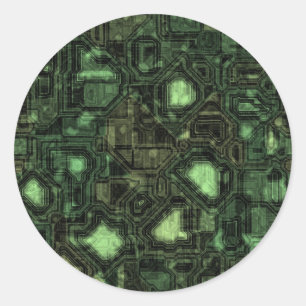 Pegatina Redonda Fondo del circuito de ordenador