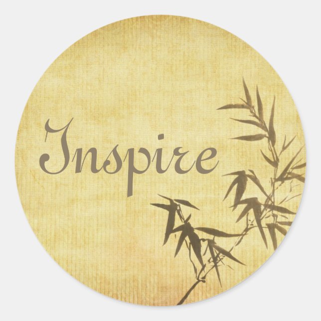 Pegatina Redonda Fondo del papel de bambú contenido en grano (Anverso)
