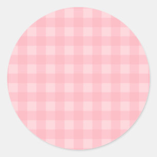 Pegatina Redonda Fondo del patrón retro rosado de Gingham revisado