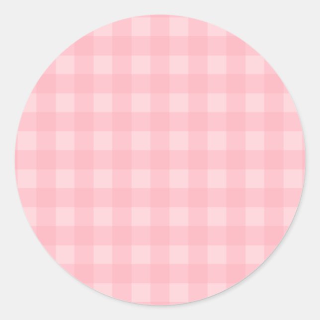 Pegatina Redonda Fondo del patrón retro rosado de Gingham revisado (Anverso)