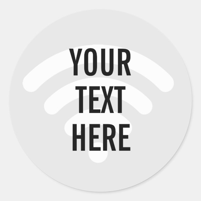 Pegatina Redonda Fondo del símbolo WiFi con cualquier texto (Anverso)