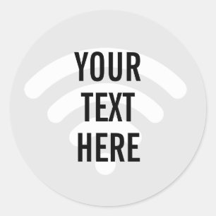 Pegatina Redonda Fondo del símbolo WiFi con cualquier texto