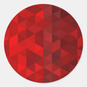 Pegatina Redonda fondo del triángulo rojo patrón abstracto de baja