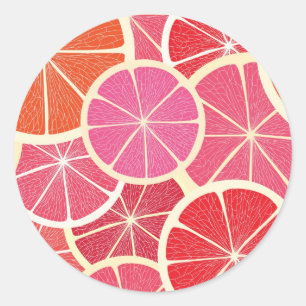 Pegatina Redonda Fondo del vintage del pomelo