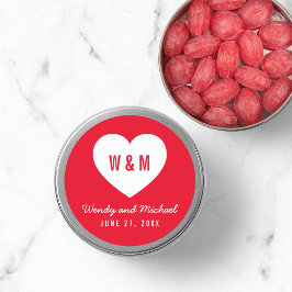 Pegatina Redonda Fondo editable Monograma Corazón moderno Boda