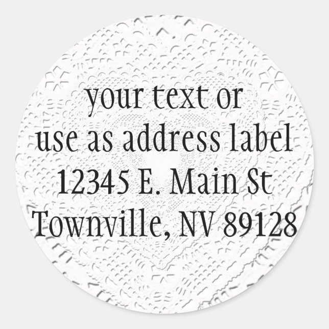 Pegatina Redonda Fondo falso de tela de encaje blanco (Anverso)