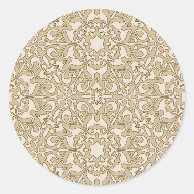 Pegatina Redonda Fondo floral ornamental (Anverso)