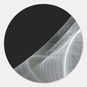 Pegatina Redonda Fondo fractal blanco y negroPegatina redondo