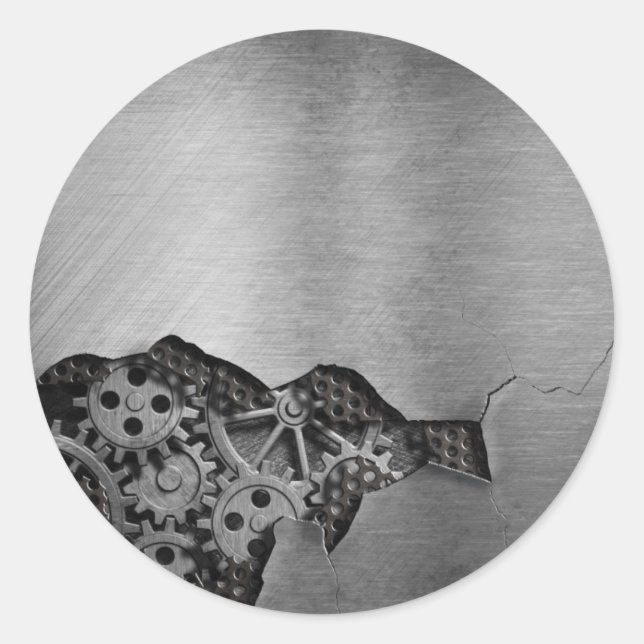 Pegatina Redonda Fondo metalizado con daño mecánico (Anverso)