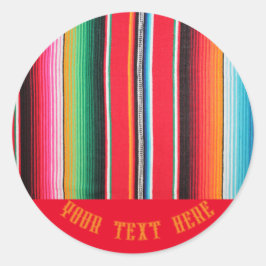 Pegatina Redonda fondo mexicano poncho serape