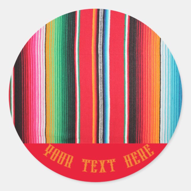 Pegatina Redonda fondo mexicano poncho serape (Anverso)