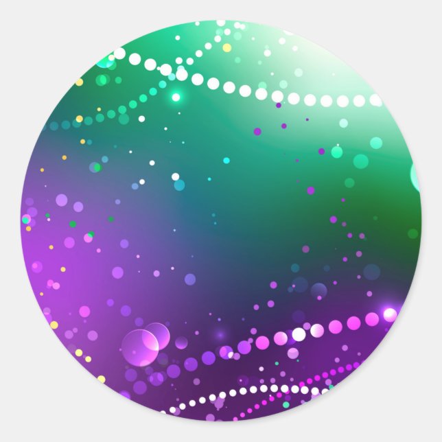 Pegatina Redonda Fondo morado festivo Mardi Gras (Anverso)
