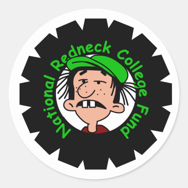 Pegatina Redonda Fondo Nacional de Redneck (Anverso)