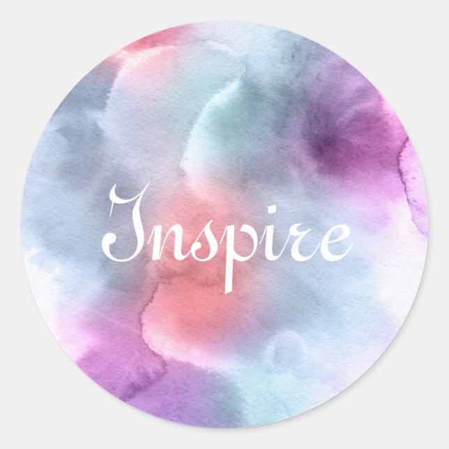 Pegatina Redonda Fondo pintado a mano de acuarela abstracta 10 (Anverso)