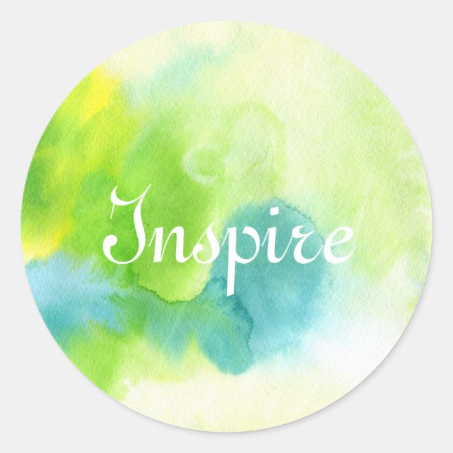 Pegatina Redonda Fondo pintado a mano de acuarela abstracta 16 (Anverso)