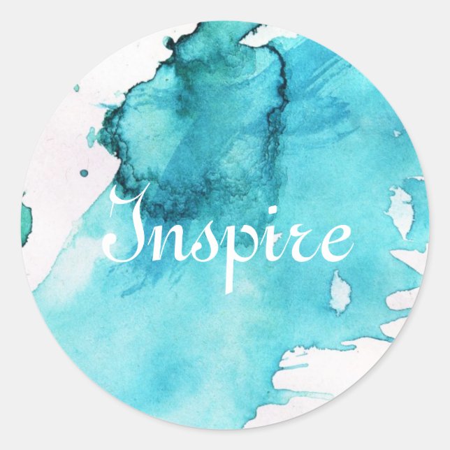 Pegatina Redonda Fondo pintado a mano de acuarela abstracta 2 (Anverso)