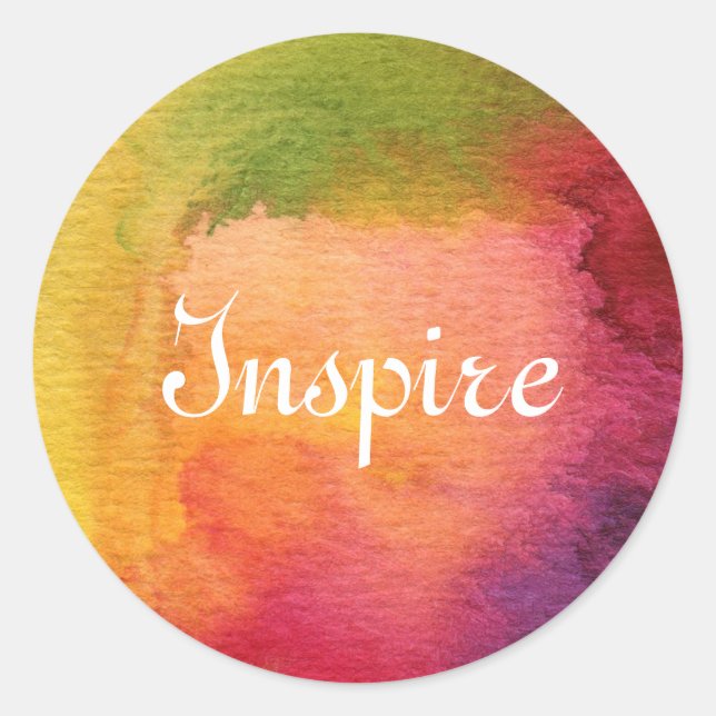 Pegatina Redonda Fondo pintado de acuarela abstracta (Anverso)
