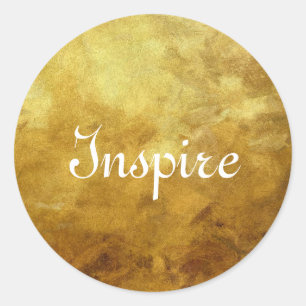 Pegatina Redonda fondo pintado extracto del arte en color de oro
