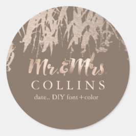 Pegatina Redonda Fondo PixDezines Willow/Faux Pink Gold/DIY