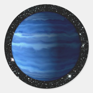 Pegatina Redonda Fondo PLANET URANUS v.2 estrellas (sistema solar)