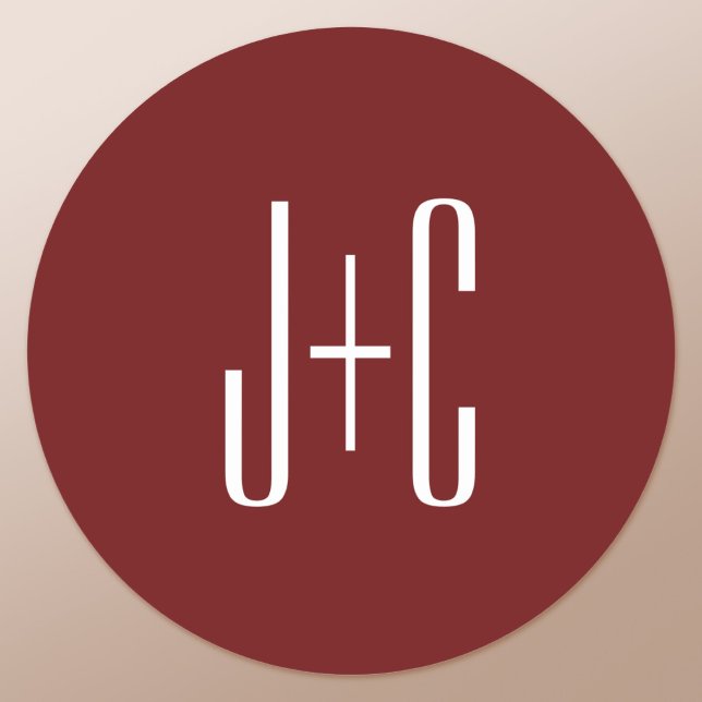 Pegatina Redonda Fondo rojo burdeos editable y texto blanco  (Subido por el creador)