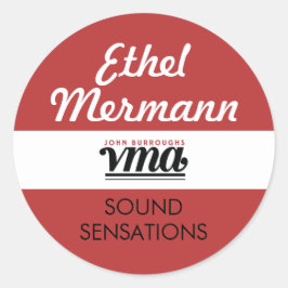 Pegatina Redonda Fondo rojo JBHS VMA con guión en blanco