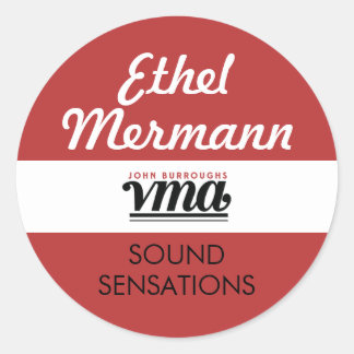 Pegatina Redonda Fondo rojo JBHS VMA con guión en blanco