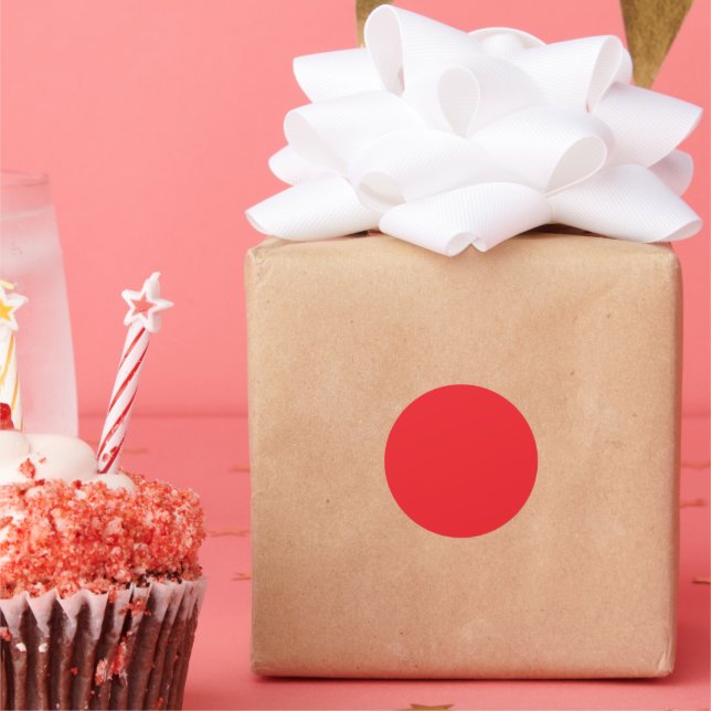 Pegatina Redonda Fondo rojo sólido (Fiesta)