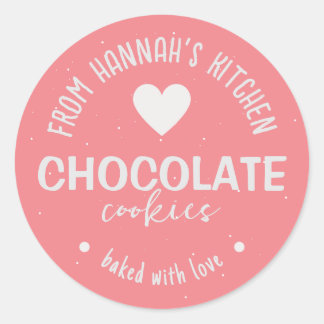 Pegatina Redonda Fondo rosado Purpurina horneado con cookies de amo