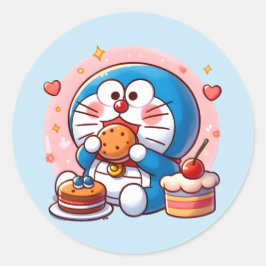 Pegatina Redonda Foodie Doraemon