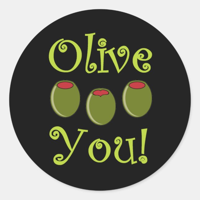Pegatina Redonda Foodie Olive You (Anverso)