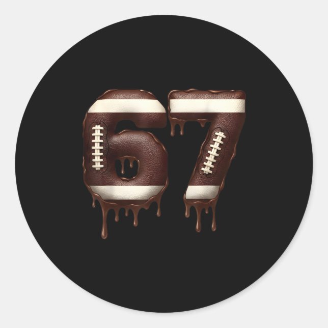 Pegatina Redonda Football 67 Funny Six Seven 6 7 Meme  (Anverso)