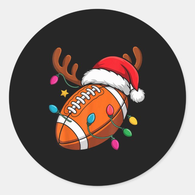 Pegatina Redonda Football American Reindeer Horns Christmas Xmas Ba (Anverso)