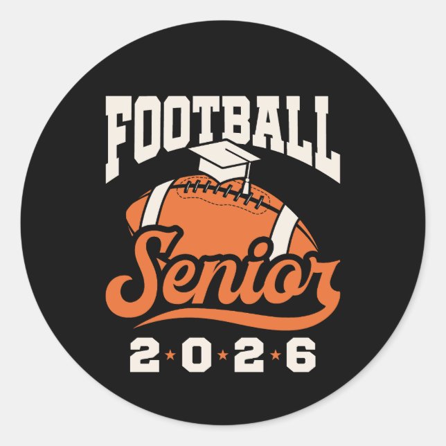 Pegatina Redonda Football Senior Class of 2026 Graduating  (Anverso)